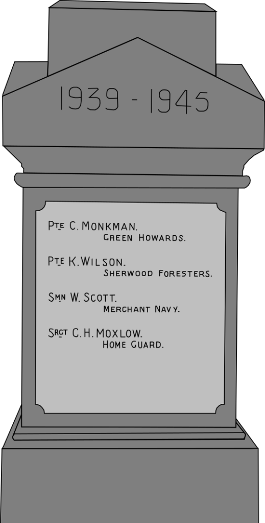 Folkton & Flixton War Memorial, near Scarborough. From a photo by Colin Hinson.