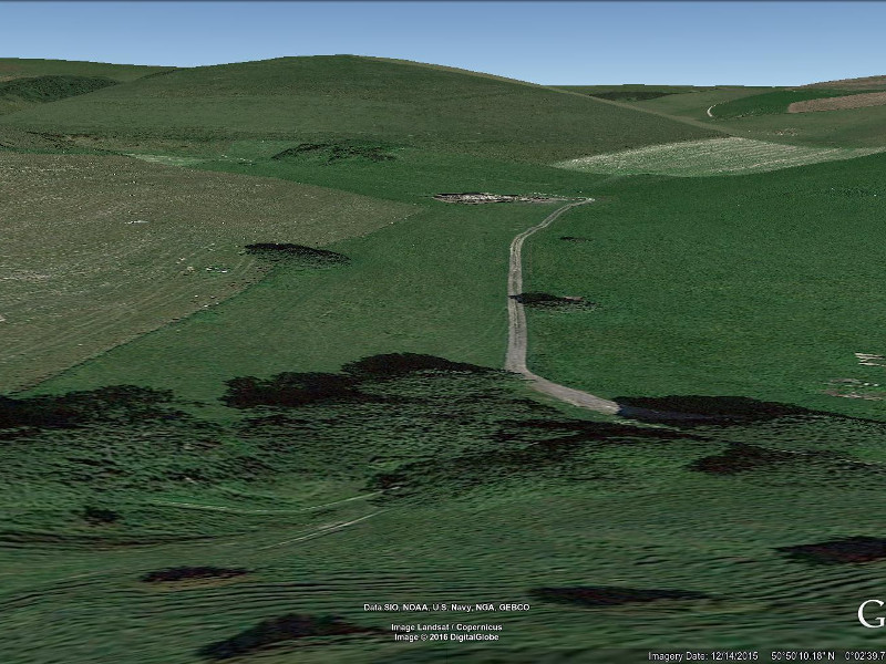 Looking N at location of former Balsdean Hamlet. Screenshot taken from Google Earth.