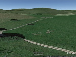 Similar view to that of photo of tanks moving into Balsdean, shortly after May 1942? Screenshot from Google Earth.