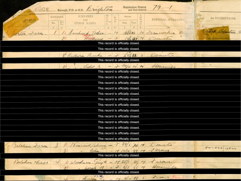 September 1939 Register for Norton and Balsdean.