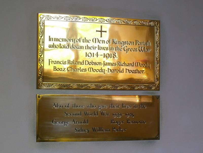 WW1 memorial plaque, St Pancras Church, Kingston near Lewes